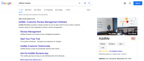 AddMe Reviews Google Business Profile